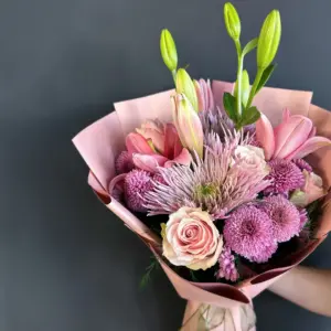 Pembe Lilyum Anastasia Buketi - Ay Flowers