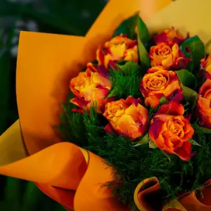 9'lu Turuncu Gül Buketi - Ay Flowers
