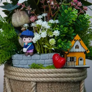Beyaz Yapay Orkide Teraryum - Ay Flowers