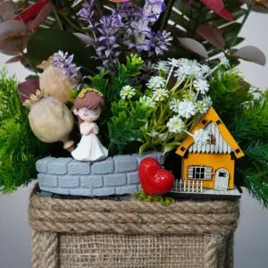 Kırmızı Yapay Orkide Teraryum - Ay Flowers