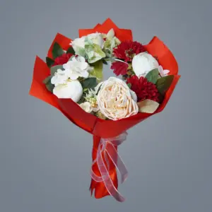 Kırmızı ve Beyaz Yapay Buket Aynalı Seni Seviyorum Yazılı - Ay Flowers