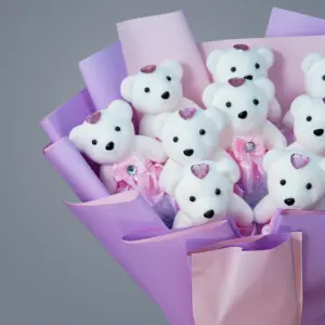Köpük Ayıcık Buketi Lila - Pembe Süslemeli - Ay Flowers
