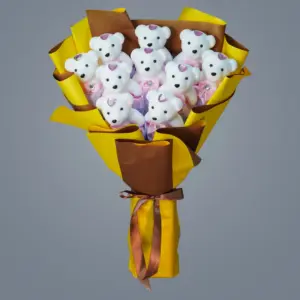 Köpük Ayıcık Buketi - Sarı ve Kahverengi Süslemeli - Ay Flowers
