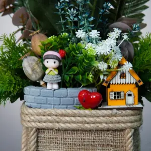 Mavi Benekli Yapay Orkide Teraryum - Ay Flowers