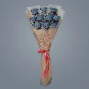 Peluş Ayıcık Buketi Mavi - Ay Flowers