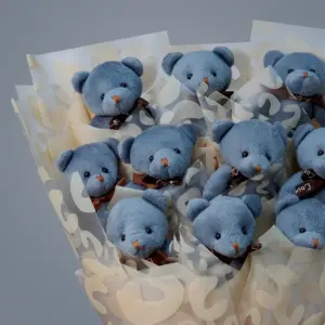 Peluş Ayıcık Buketi Mavi - Ay Flowers