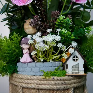 Pembe Benekli Yapay Orkide Teraryum - Ay Flowers
