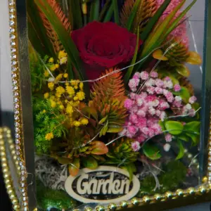 Solmayan Gül Teraryum Led Işıklı - Ay Flowers