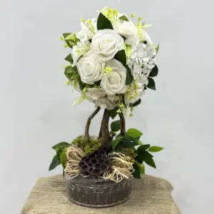 Beyaz Gül-Beyaz Ortanca Yapay Aranjman - Ay Flowers
