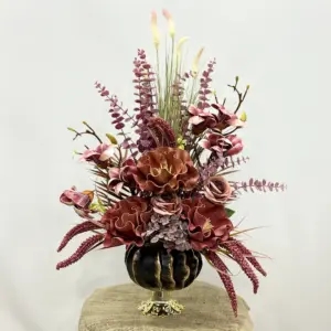 Kadeh Saksıda Bordo Yapay Aranjman - Ay Flowers