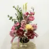 Kadeh Saksıda Kırmızı-Pembe Yapay Aranjman - Ay Flowers