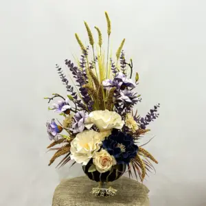 Kadeh Saksıda Mor Yapay Aranjman - Ay Flowers