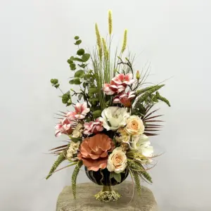 Kadeh Saksıda Sarı-Turuncu Yapay Aranjman - Ay Flowers