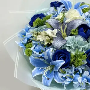 Mavi Karışık Yapay Buket - Ay Flowers