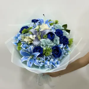 Mavi Karışık Yapay Buket - Ay Flowers