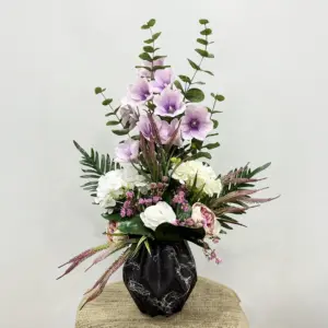Okaliptus-Şakayık Siyah Vazo Yapay Aranjman - Ay Flowers