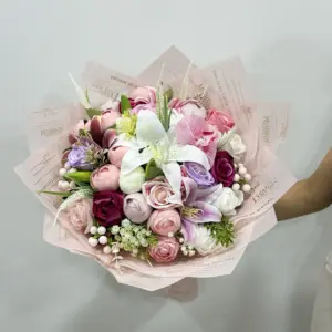 Renkli Karışık Mor-Pembe Yapay Buket - Ay Flowers
