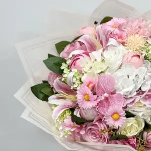 Renkli Karışık Pembe Yapay Buket - Ay Flowers