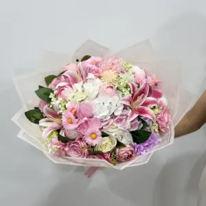 Renkli Karışık Pembe Yapay Buket - Ay Flowers