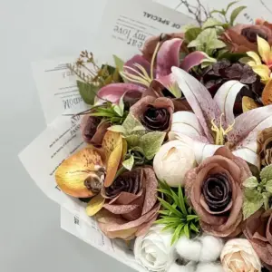 Renkli Yapay Bordo-Sarı Buket - Ay Flowers