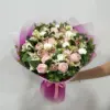 Renkli Yapay Mor-Beyaz Pione Buket - Ay Flowers