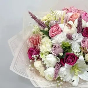 Renkli Yapay Pembe-Beyaz Buket - Ay Flowers