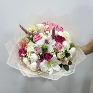 Renkli Yapay Pembe-Beyaz Buket - Ay Flowers