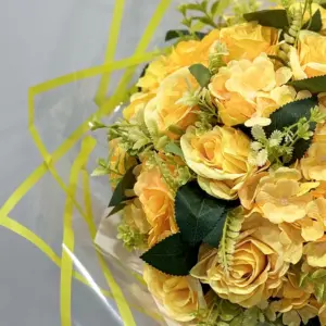 Sarı Gül-Sarı Ortanca Yapay Buket - Ay Flowers