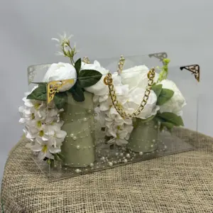 Yapay Beyaz Güllü Şeffaf Çanta - Ay Flowers