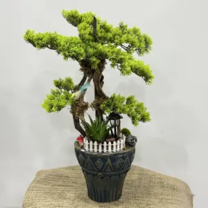 Yapay Bonzai Aranjman Çitli Saksı - Ay Flowers