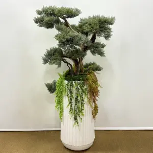 Yapay Büyük Bonzai Beyaz Uzun Saksı - Ay Flowers