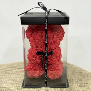 Yapay Kırmızı Gül Ayı Kutu - Ay Flowers