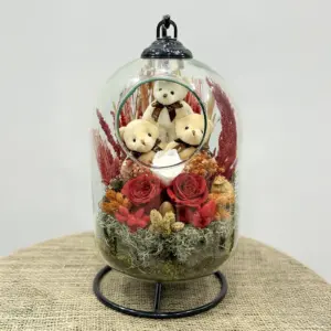 Yapay Stantlı Teraryum Kırmızı Gül - Ay Flowers