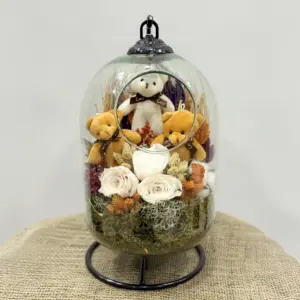 Yapay Stantlı Teraryum Krem Gül - Ay Flowers